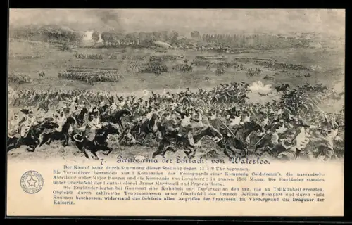 AK Schlacht bei Waterloo 1815, Beginn des Kampfes durch Stürmung der Stellung um 11.30 Uhr