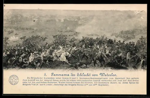 AK Schlacht bei Waterloo 1815, Brigade der Kürassiere und Donop geht zum Angriff vor