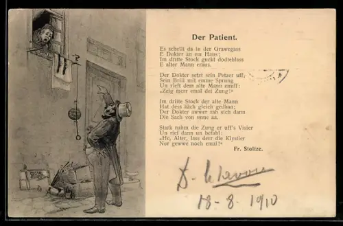 AK Gedicht Der Patient von Fr. Stoltze