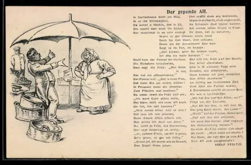 AK Gedicht von Adolf Stolze Der gepende Aff