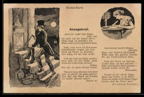 AK Gedicht Absagebrief von Friedrich Stolze