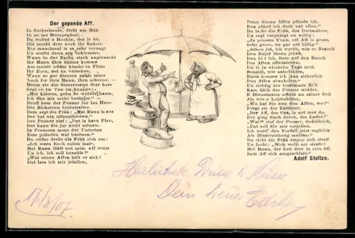AK Gedicht Der gepende Aff von Adolf Stoltze