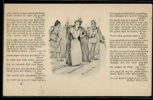 AK Gedicht von Adolf Stoltze, Illustration mit einer Dame