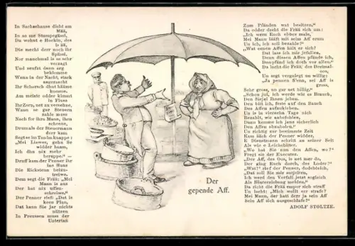 AK Adolf Stoltze Gedicht Der gepende Aff