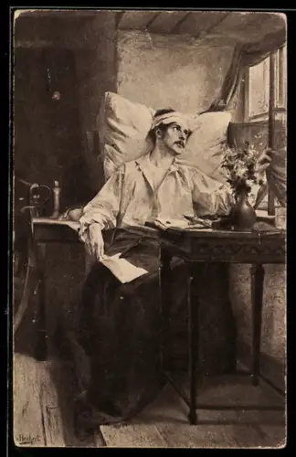 AK Theodor Körner nach dem Überfall bei Kitzen