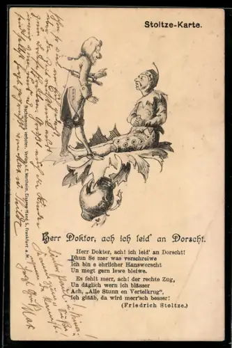 AK Gedicht Herr Doktor, ach ich leid an Dorscht von Friedrich Stoltze