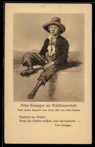 Künstler-AK Peter Rosegger als Junge
