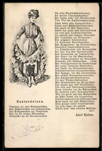 AK Gedicht Gestendnisse von Adolf Stoltze