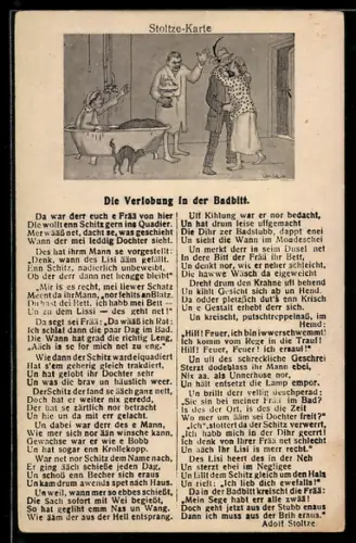 AK Gedicht Die Verlobung der Badbitt von Adolf Stoltze