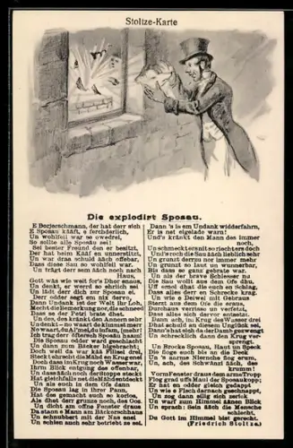 AK Gedicht Die explodirt Sposau v. Friedrich Stoltze