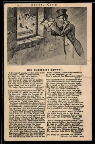 AK Gedicht Die explodirt Sposau von Friedrich Stoltze