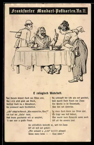 AK Gedicht E zologisch Wahrheit, Frankfurt Mundart