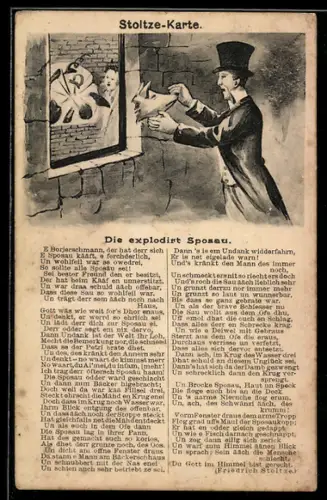 AK Gedicht Die explodirt Sposau von Friedrich Stoltze