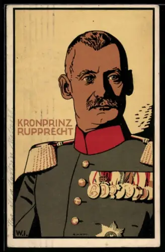 Künstler-AK W.I.4771: Portrait Kronprinz Rupprecht von Bayern in Uniform mit Orden