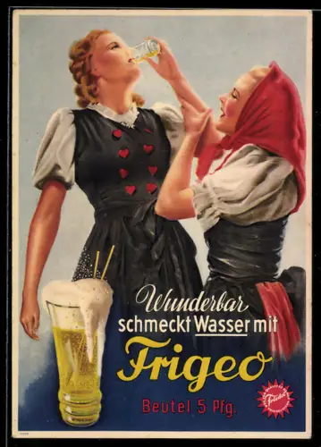 Künstler-AK Reklame für Frigeo Brausepulver