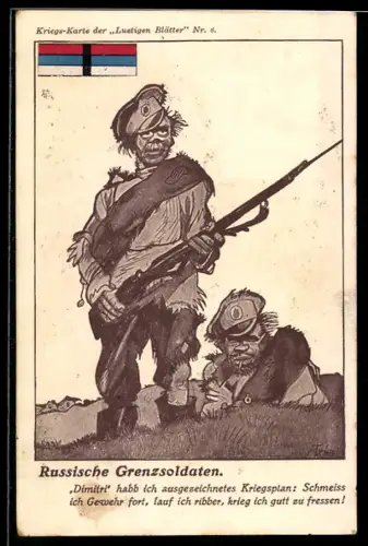 Künstler-AK Walter Trier: Lustige Blätter, Russische Grenzsoldaten