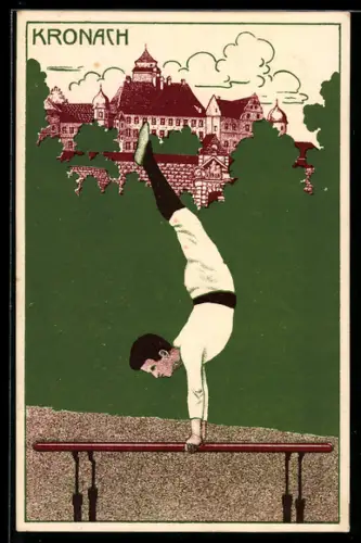 AK Ganzsache PP27 C17: Kronach, 50. Jubiläum des Turnvereins 1911, Turner am Barren