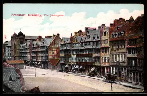 AK Frankfurt, Partie in der Judengasse mit Synagoge