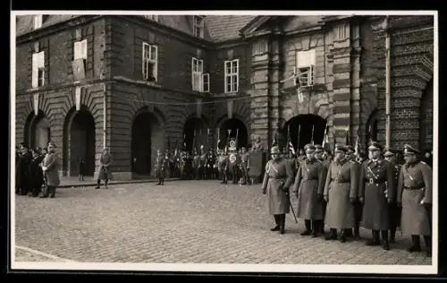 Foto-AK Wesel, Appell am Heldengedenktag 1937, -Fahne