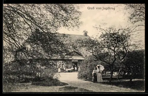 AK Lühmannsdorf, Ansicht vom Gasthaus Jagdkrug