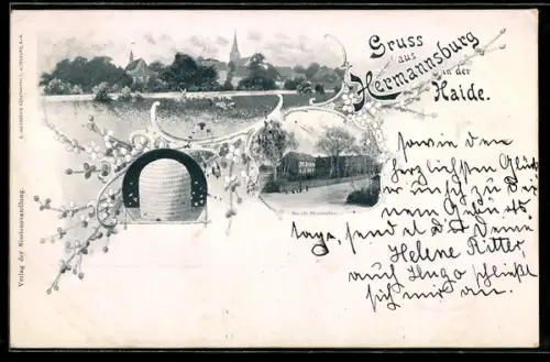 AK Hermannsburg, Das alte Missionshaus in der Haide, Totalansicht vom Ort