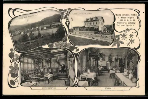 AK Hain, Franz Josef`s Höhe Gehring`s Hotel und Restaurant, Wintergarten, Salon