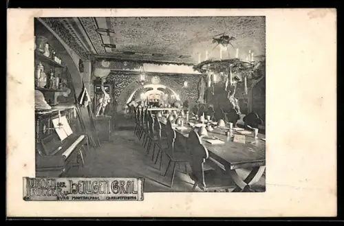 AK Berlin-Charlottenburg, Restaurant Burg Montsalvage, Orden der Ritter vom Heiligen Gral