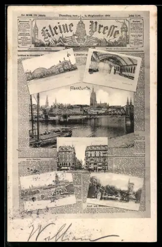 Zeitung-AK Frankfurt a. M., Kleine Presse 1901, Hauptbahnhof, Zoolog. Garten