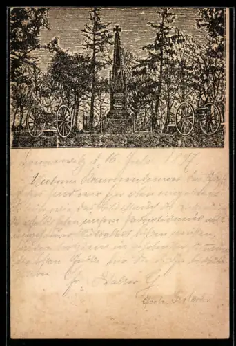 Lithographie Niedergörsdorf, Dennewitz-Denkmal