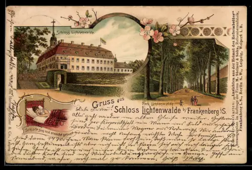 Lithographie Frankenberg i / S., Schloss und Park Lichtenwalde