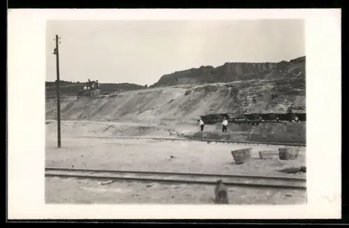 Foto-AK Frechen, Arbeiter in der Quarzgrube, 1928