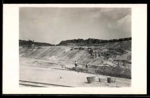 Foto-AK Frechen, Arbeiter in der Quarzgrube, 1928