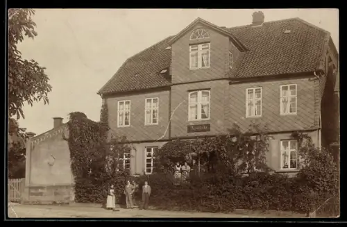 Foto-AK Holle, Apotheke Bernhard Grave in der Marktstrasse 27 im Jahr 1907