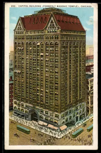AK Chicago, Capitol Building, Formerly Masonic Temple, Strassenbahn