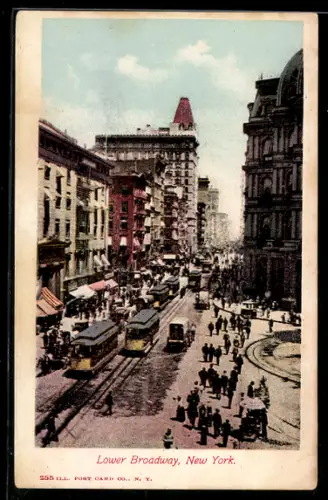 AK New York, Lower Bradway, Strassenbahn