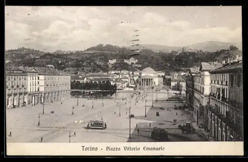 AK Torino, Piazza Vittorio Emanuele, Strassenbahn