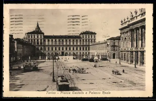 AK Torino, Piazza Castello e Palazzo Reale, Strassenbahn