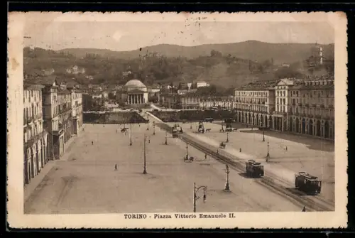 AK Torino, Piazza Vittorio Emanuele II., Strassenbahn