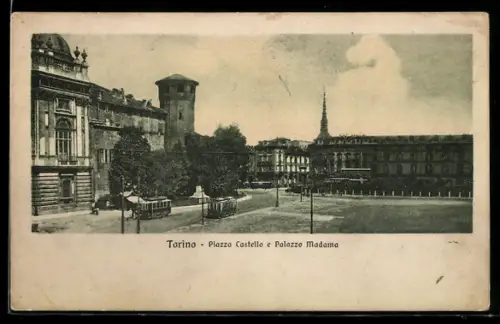 AK Torino, Piazza Castello e Palazzo Madama, Strassenbahn