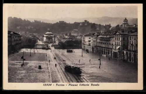 AK Torino, Piazza Vittorio Veneto, Strassenbahn
