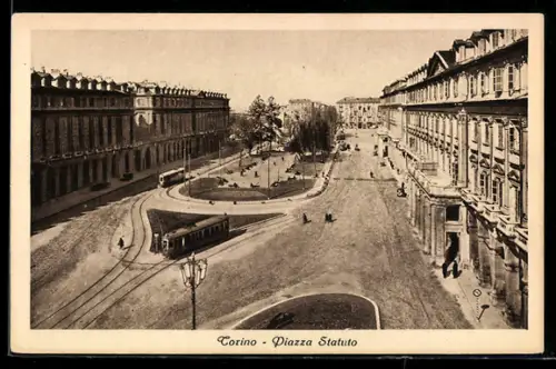 AK Torino, Piazza Statuto, Strassenbahn