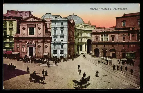 AK Napoli, Piazza S. Ferdinando, Strassenbahn