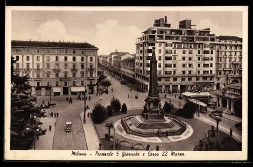 AK Milano, Piazzale 5 Giornate e Corso 22 Marzo, Strassenbahn