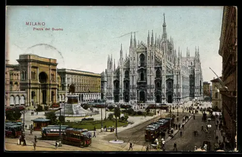 AK Milano, Piazza del Duomo e Tramways, Strassenbahnen