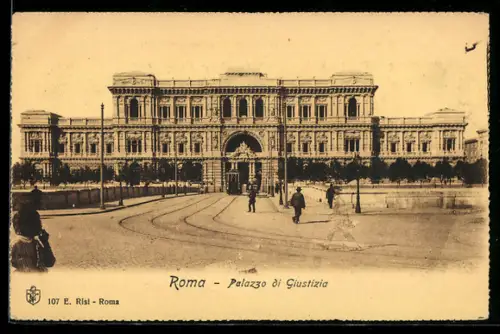 AK Roma, Palazzo di Guistizia, Strassenbahn