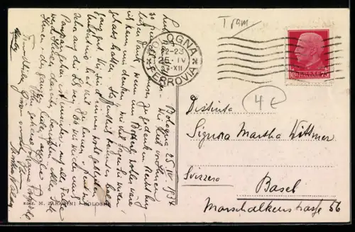 AK Bologna, Via Rizzoli, Strassenbahn