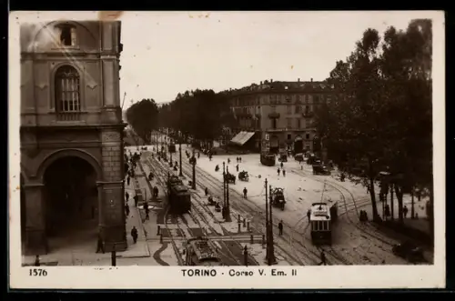 AK Torino, Corso Vittorio Emanuele II, Strassenbahn