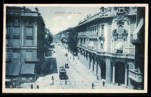 AK Torino, Via Cernaia, Strassenbahn