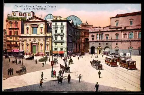AK Napoli, Piazza Trento e Trieste m. Strassenbahn