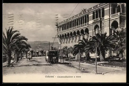 AK Genova, Circonvallazione a mare, Strassenbahn